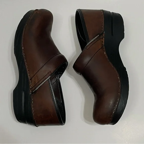 Dansko Professional Leather Clogs 39 Antique Brown Oiled Nursing Dental Clinic - Picture 5 of 8